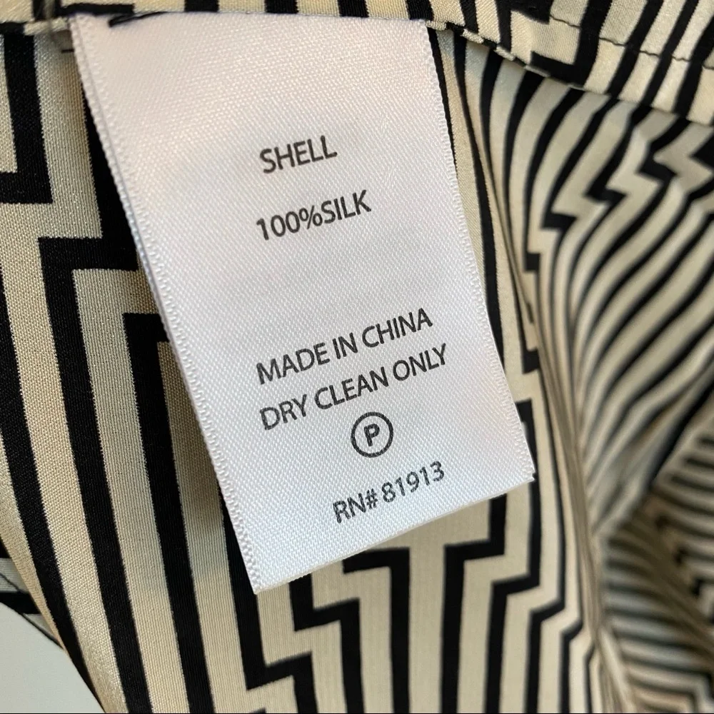 Tracy Reese Silk Tie Neck Flounced Diamond Top M - Picture 10 of 11